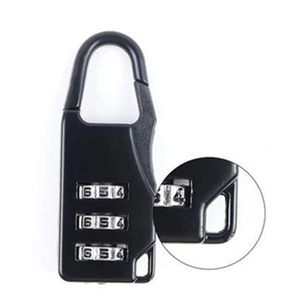 mini travel padlock resettable 3 digit combination lock for luggage security in black or white - الصورة 7