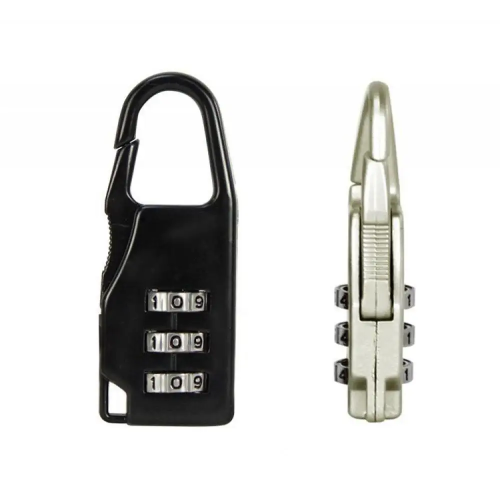 mini travel padlock resettable 3 digit combination lock for luggage security in black or white