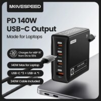 140W usb-c fast charger with 4 ports for macbook surface lenovo dell laptops