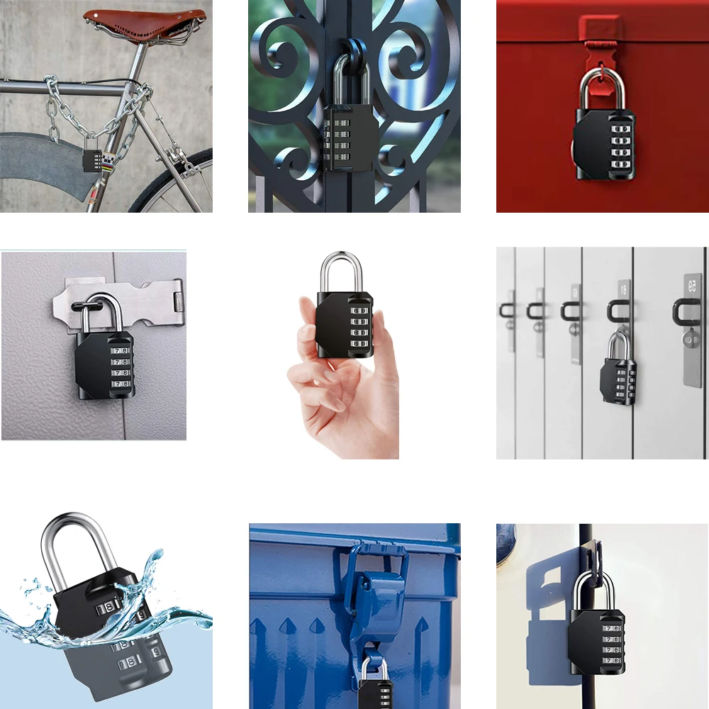 resettable 4 digit combination lock waterproof heavy duty padlock for outdoor school use - Image 6