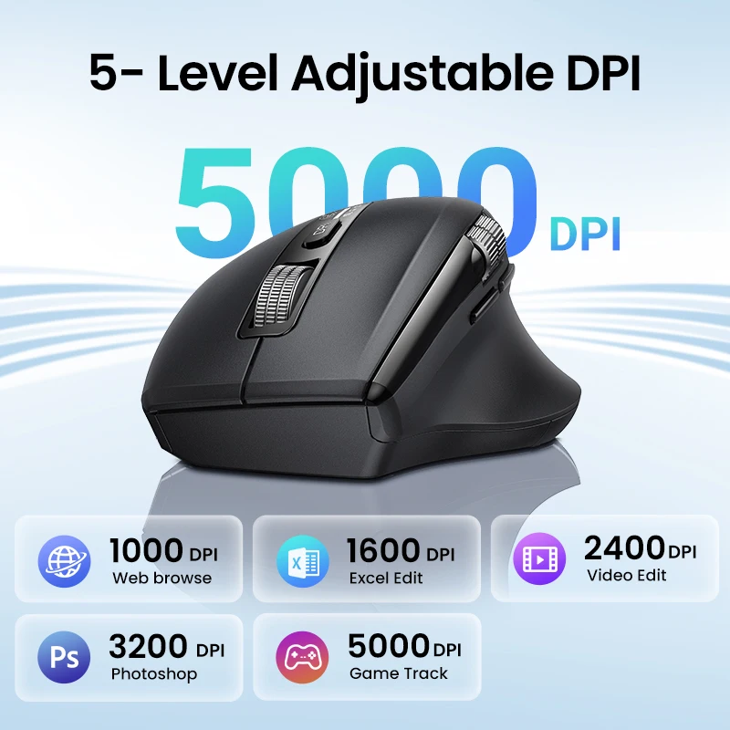hyper-fast scroll wireless mouse with bluetooth 54 ergonomic design 5000dpi for laptops and tablets - Image 6