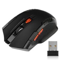 2.4G wireless optical mouse with 6 buttons for laptop and gaming performance in red and black