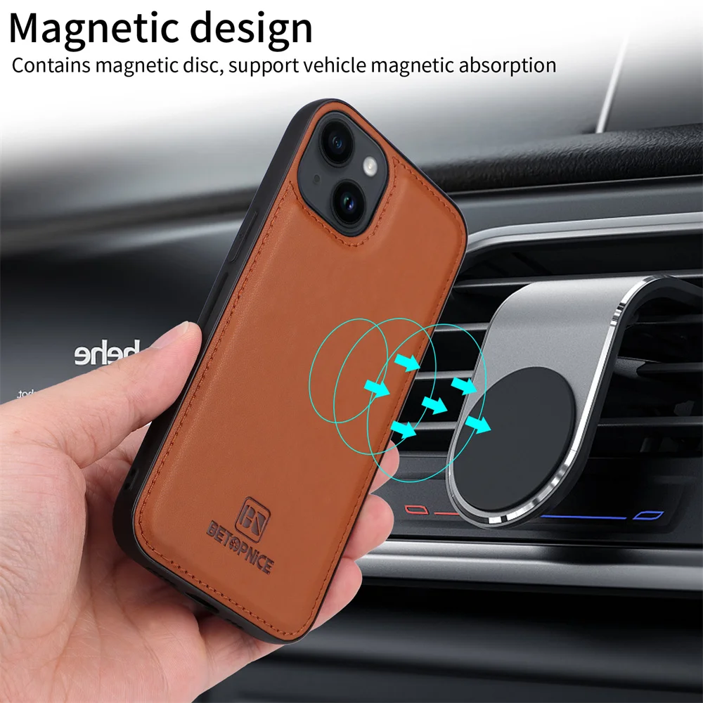 detachable 2 in 1 magnetic wallet case for iphone 15 14 13 mini pro max - Image 6