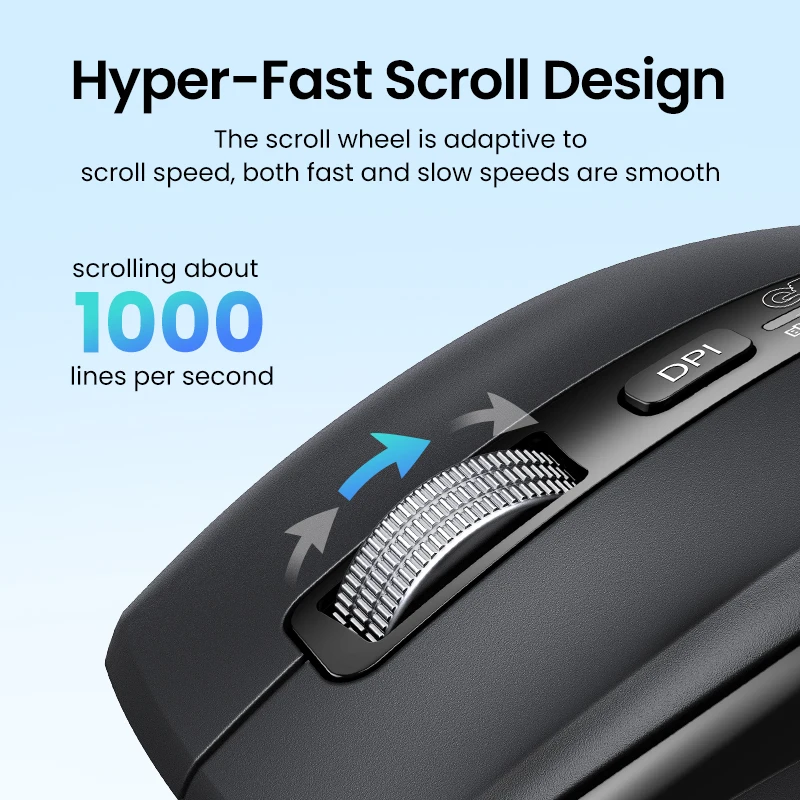 hyper-fast scroll wireless mouse with bluetooth 54 ergonomic design 5000dpi for laptops and tablets - Image 3
