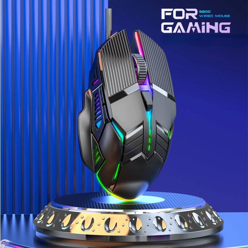 ergonomic wired gaming mouse 3200dpi with rgb lighting and silent buttons for pc and laptop - الصورة 7