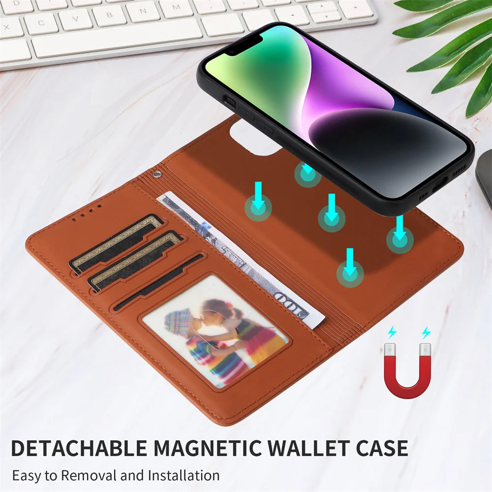 detachable 2 in 1 magnetic wallet case for iphone 15 14 13 mini pro max - Image 5