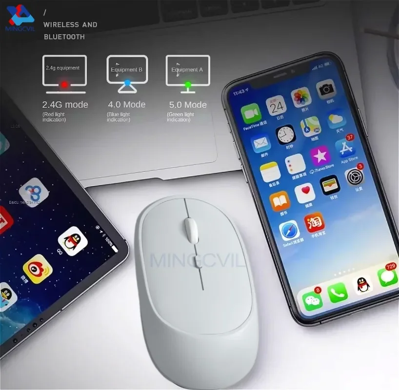 quiet rechargeable wireless mouse ergonomic design adjustable dpi colors for gaming and work - الصورة 7