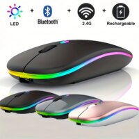 dual mode wireless mouse with rgb lighting rechargeable silent click for pc and mobile devices