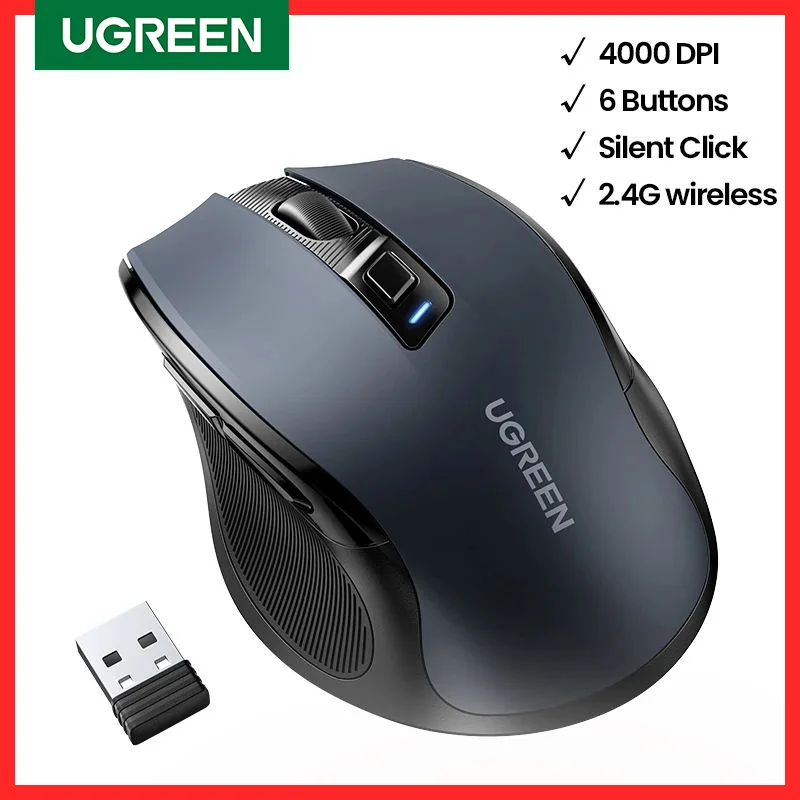 wireless ergonomic mouse with 4000 dpi silent buttons for macbook laptop and tablet use