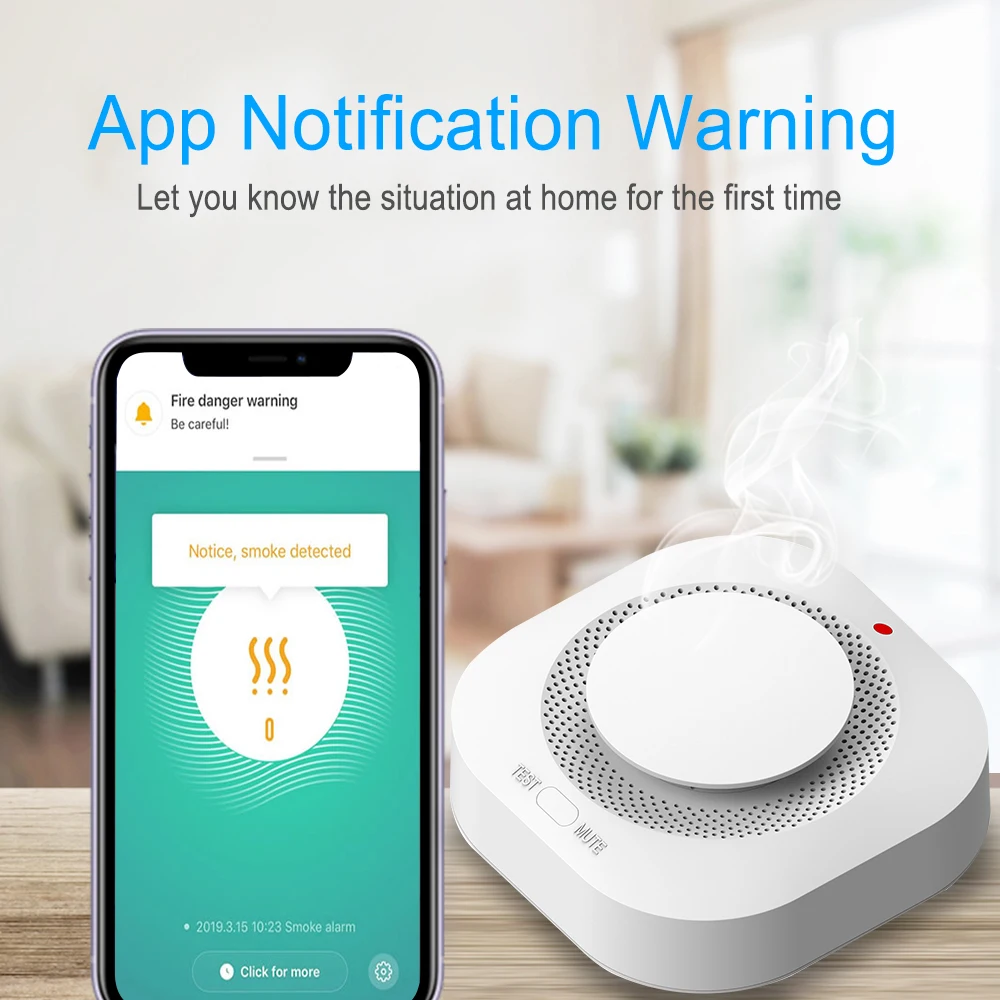 smart smoke detector alarm with zigbee and wifi for home fire protection and security - Image 3