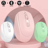 rechargeable wireless silent mouse for office and gaming with dual mode bluetooth 5.2