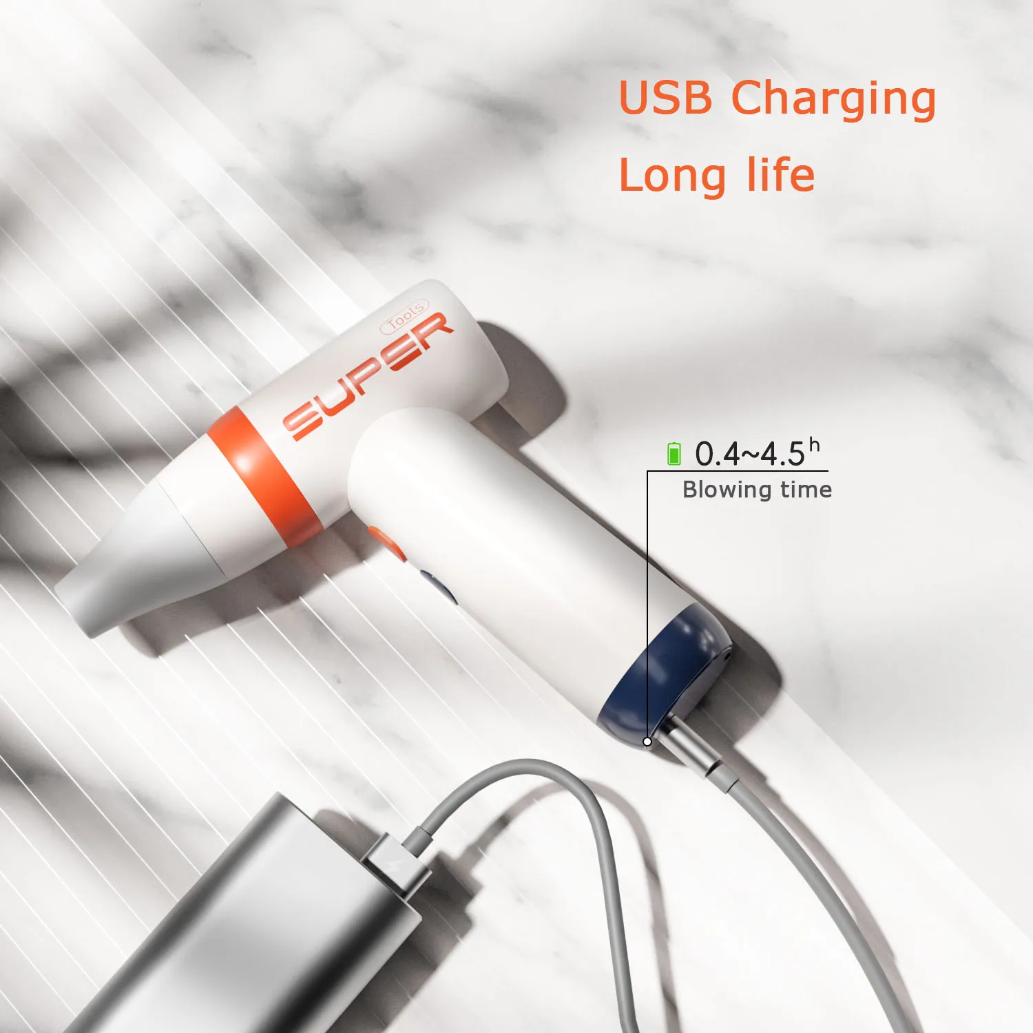 portable wireless handheld power fan mini hair dryer for travel with usb charging and foldable handle - الصورة 3