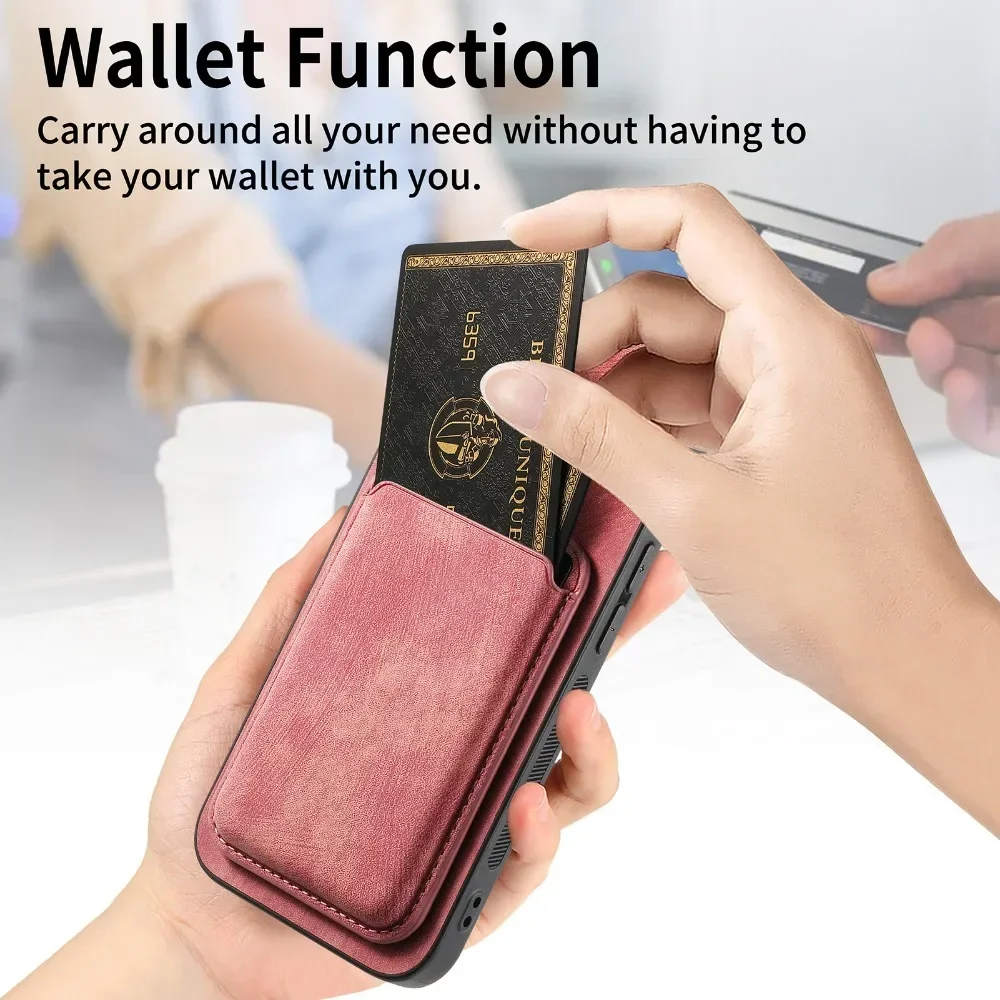 vintage leather case with detachable magnetic wallet for iphone 16 15 14 13 12 11 models - الصورة 5