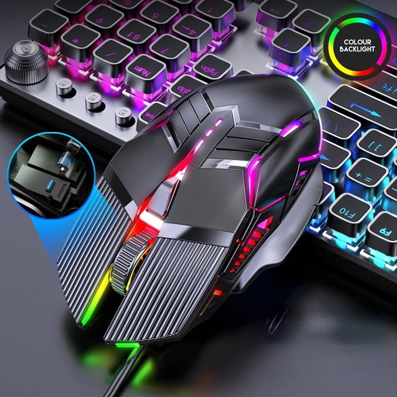 ergonomic wired gaming mouse 3200dpi with rgb lighting and silent buttons for pc and laptop - الصورة 4