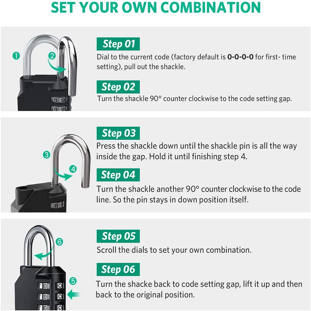 resettable 4 digit combination lock waterproof heavy duty padlock for outdoor school use - Image 5