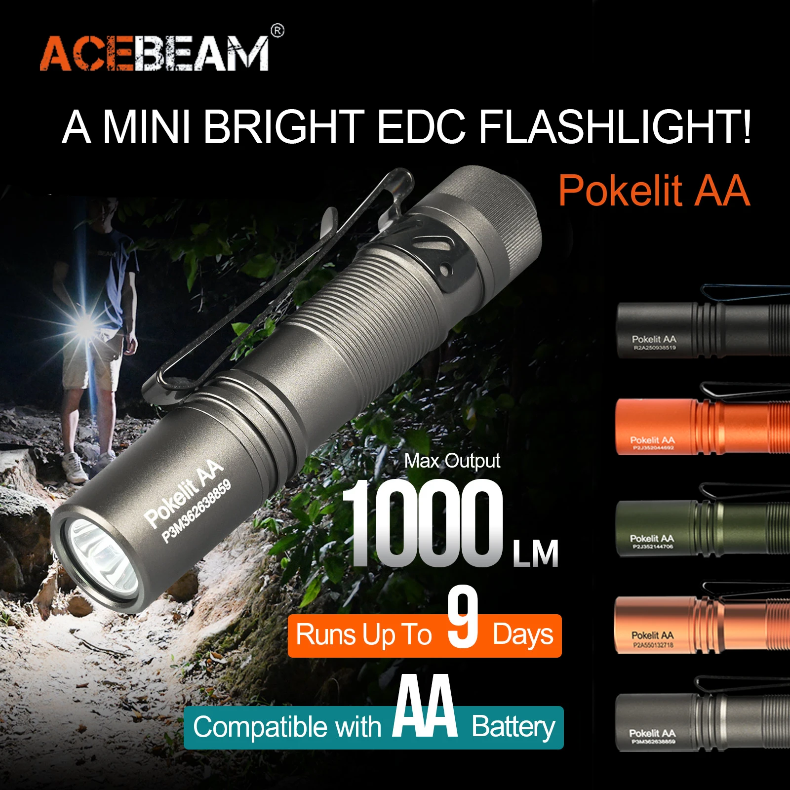 compact 1000 lumens rechargeable edc flashlight with high cri waterproof pocket design - الصورة 3