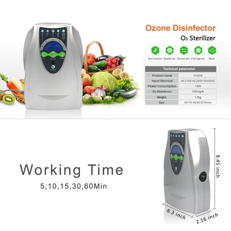 ozone generator for home water and air purification freshen food and remove odours - الصورة 7