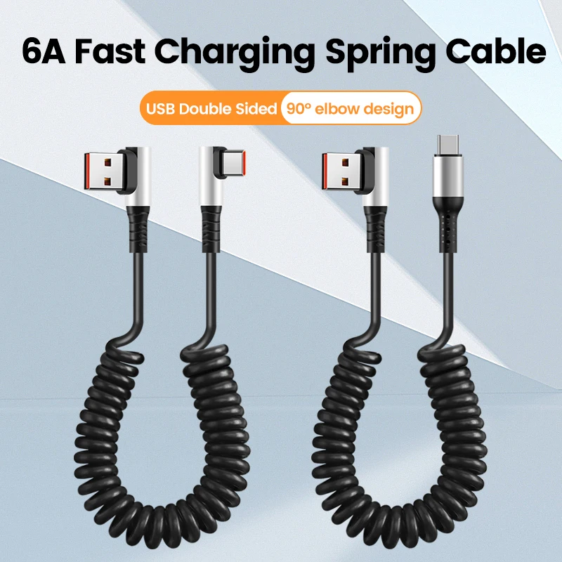 fast charging 6a usb a to type c retractable cable for iphone and android devices - Image 7