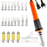 22 piece electric hot knife cutter tool set with multipurpose stencils and cutter holders