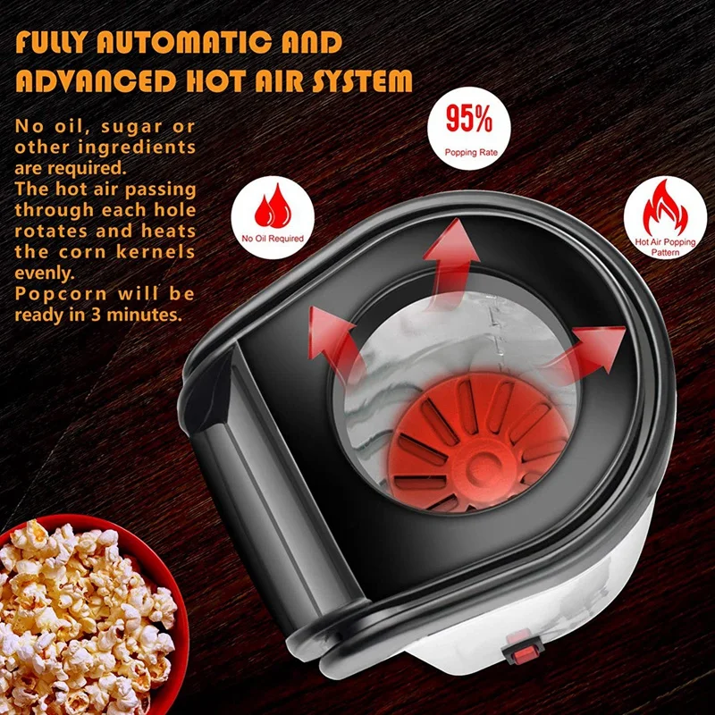 automatic hot air popcorn maker for home ideal kids gift in red or white colours - Image 5