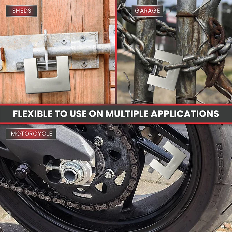 heavy duty d-shaped padlock with key 3 keys for ultimate security garage door gate warehouse - Image 5