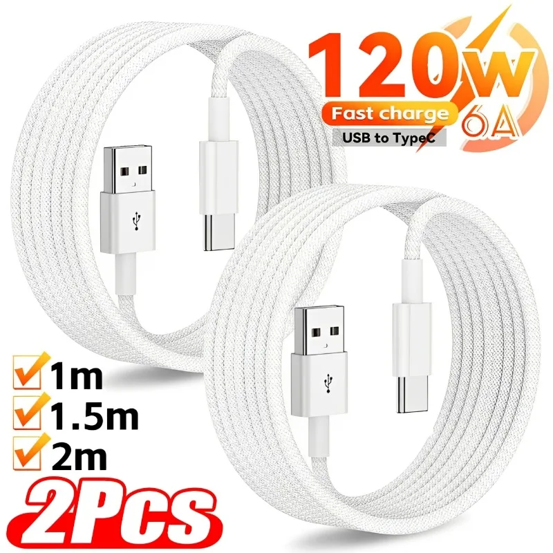 super fast 6a 120w usb type c charging cable for iphone 16 pro max mobile device 2m and 1m options