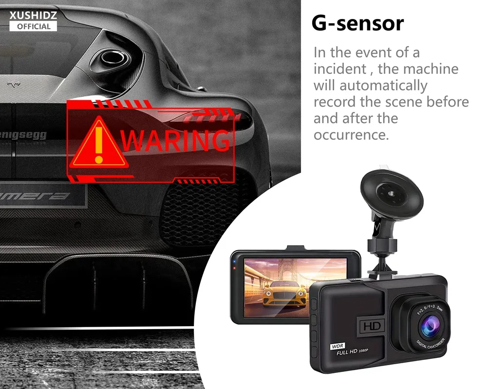 1080p hd dash camera with night vision and parking monitor features loop recording and g-sensor - Image 4