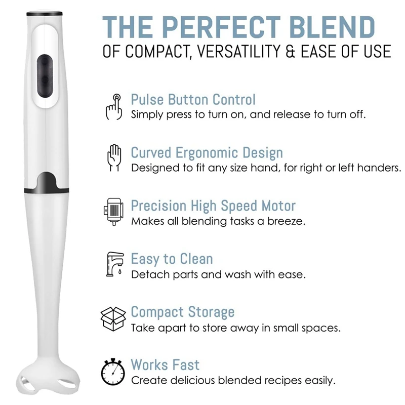 powerful immersion blender 400-watt turbo stick with ice crushing design for smooth purees and smoothies - الصورة 5