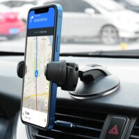 sleek black universal mobile car phone holder for windshield support compatible with all smartphones