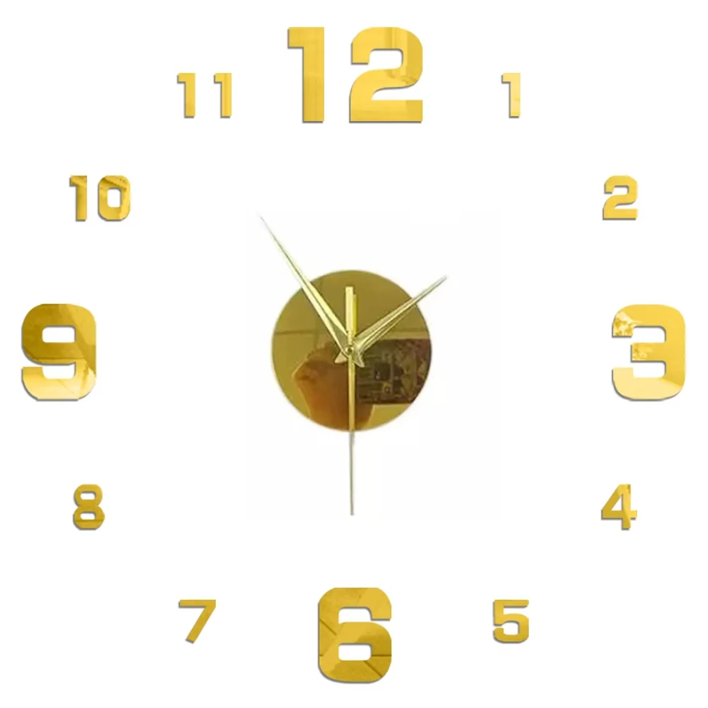 modern 3d wall clock diy mirror stickers for stylish home decor in living room - Image 4
