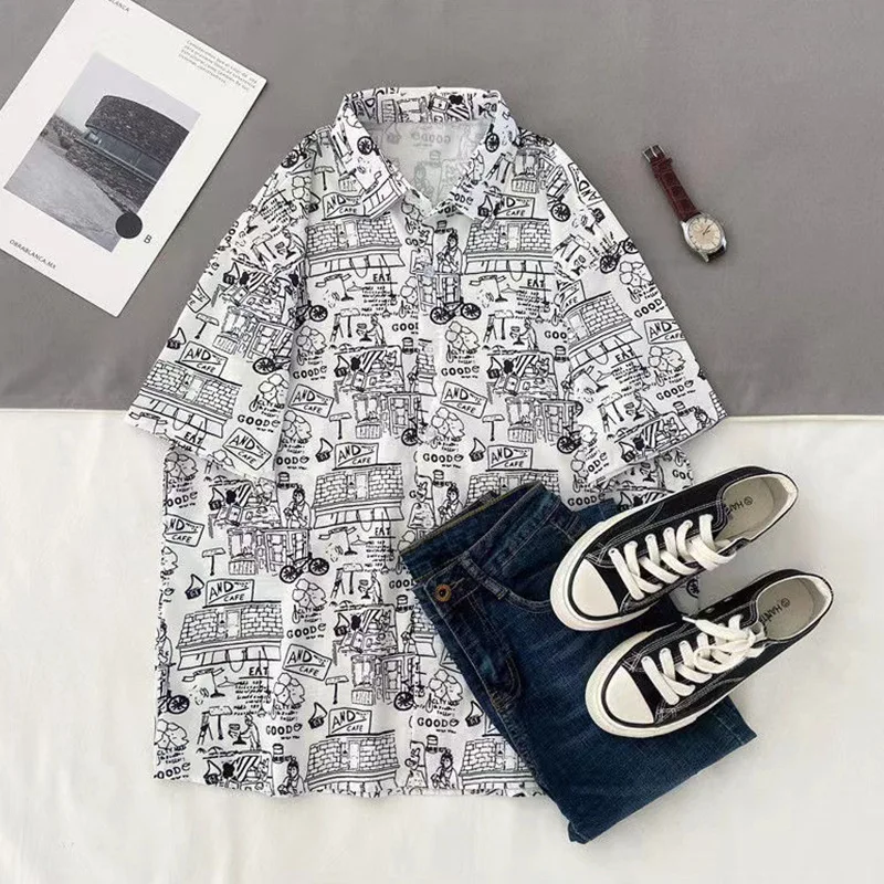 casual summer shirt for men with cartoon print loose fit short sleeves perfect for beach days - Image 6