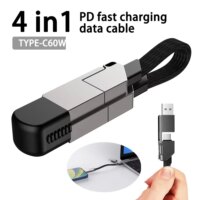 portable multi charging cable 4 in 1 fast charger keyring usb type c for travel