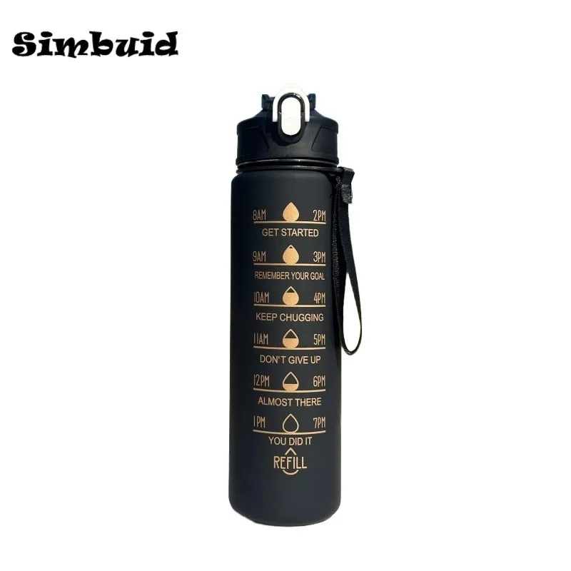 motivational sports water bottle with time scale reusable drinkware for outdoor fitness activities - الصورة 7