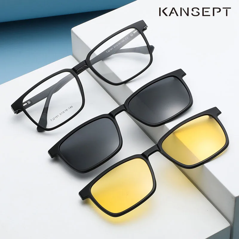 flip up magnetic clip on polarized prescription glasses for men and women with night vision functionality - الصورة 3