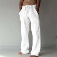 lightweight breathable cotton linen pants for men casual streetwear spring autumn trousers in solid colors