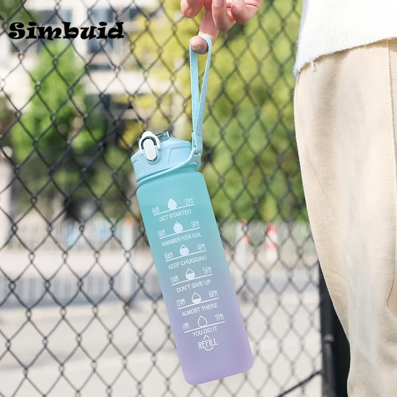 motivational sports water bottle with time scale reusable drinkware for outdoor fitness activities - الصورة 5