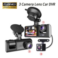 3 channel hd 1080p car dvr dash cam with triple lenses and night vision functionality