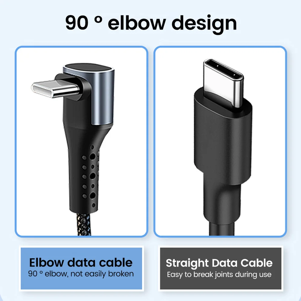 90 degree short usb type c to type c fast charge cable for power bank iphone and android - Image 3