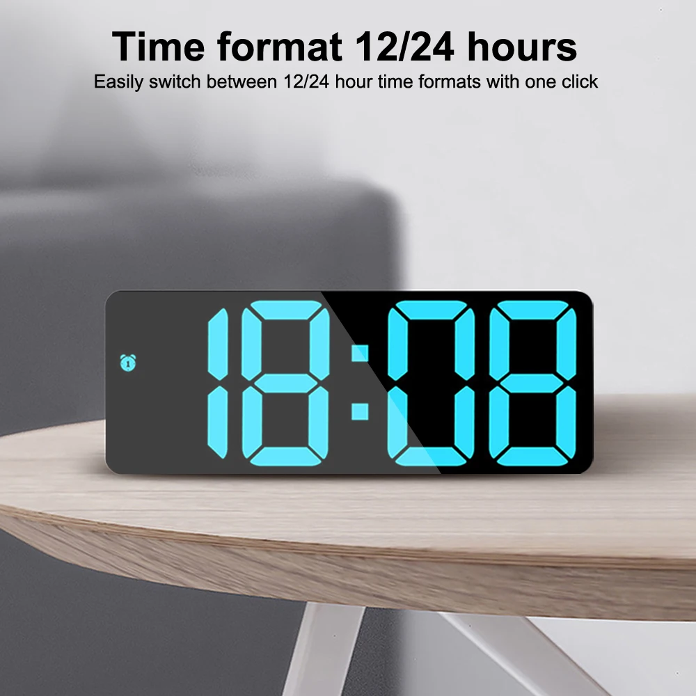 Colorful Led Electronic Alarm Clock 3 Levels Adjustable Brightness Time Display Large Screen Table Clocks - Image 3