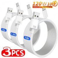 high speed usb to type c quick charging cable 120w 10a data transfer adapter 1m 2m 3pcs