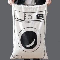 large cotton and linen laundry bag multifunctional toy storage and dirty clothes organizer with drawstring closure