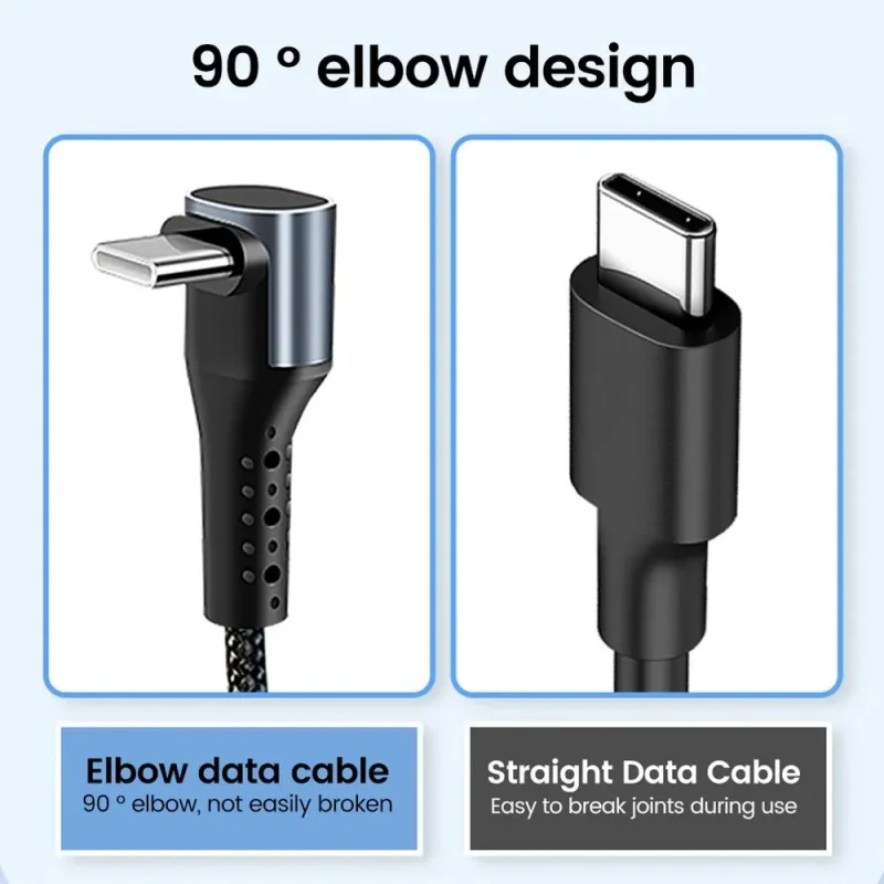 fast charging data cable 90 degree bend usb to type c 06a 05m short power bank cable - Image 3