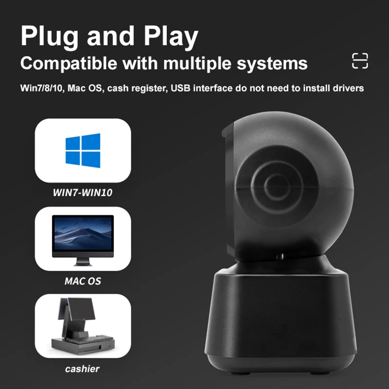 high-speed desktop 2d barcode scanner usb omnidirectional qr code reader for efficient scanning - الصورة 6