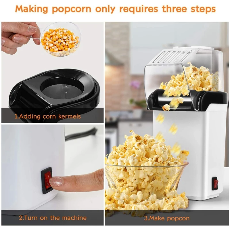 automatic hot air popcorn maker for home ideal kids gift in red or white colours - Image 3