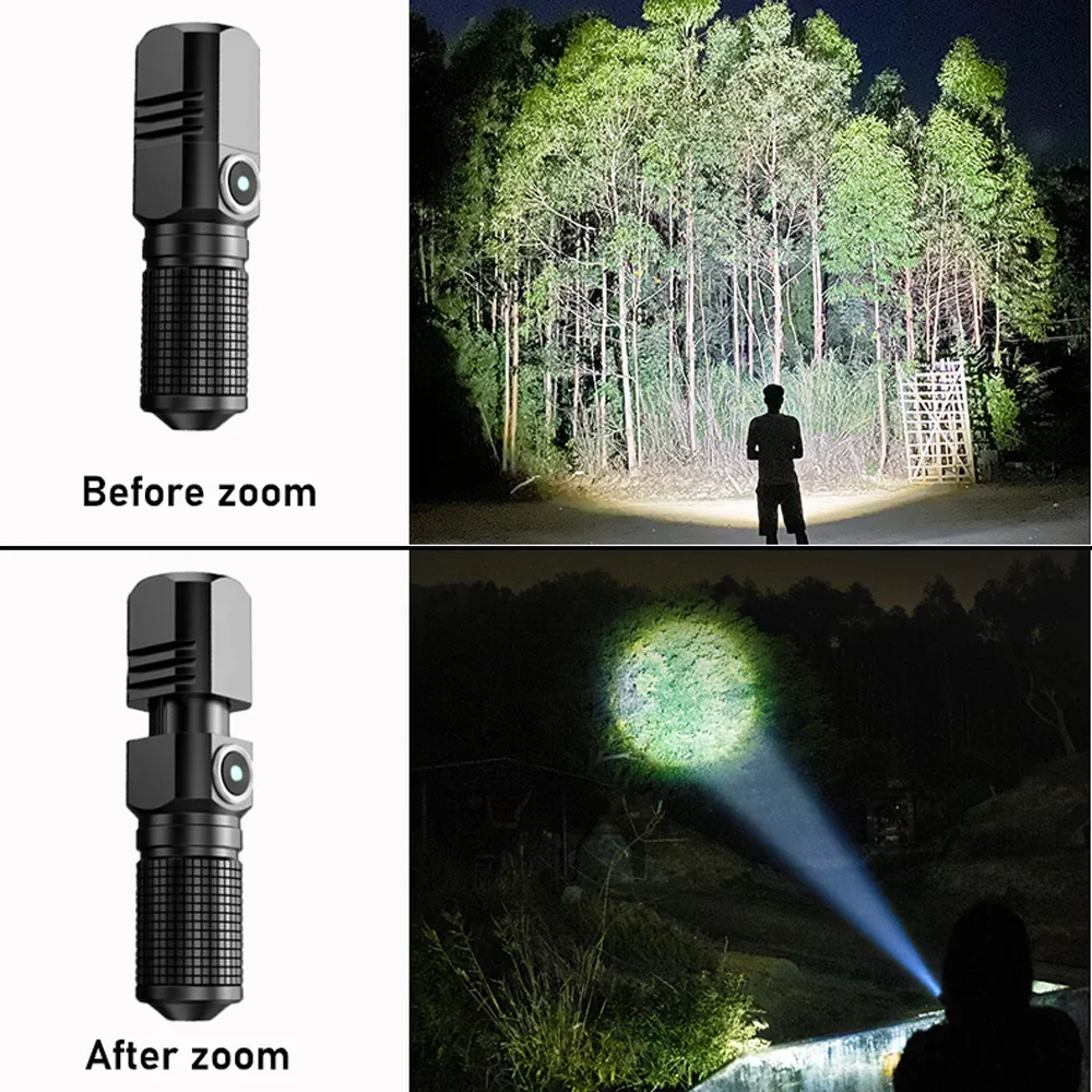 powerful 10000 lumens mini led flashlight rechargeable torch with three modes and zoom function - Image 6