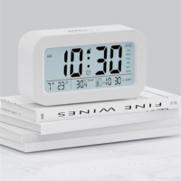 Battery Powered LCD Alarm Clock TEMP Date Week 3 Alarms Backlight Snooze Table Clock Night Vision Function12/24H Digital Clock