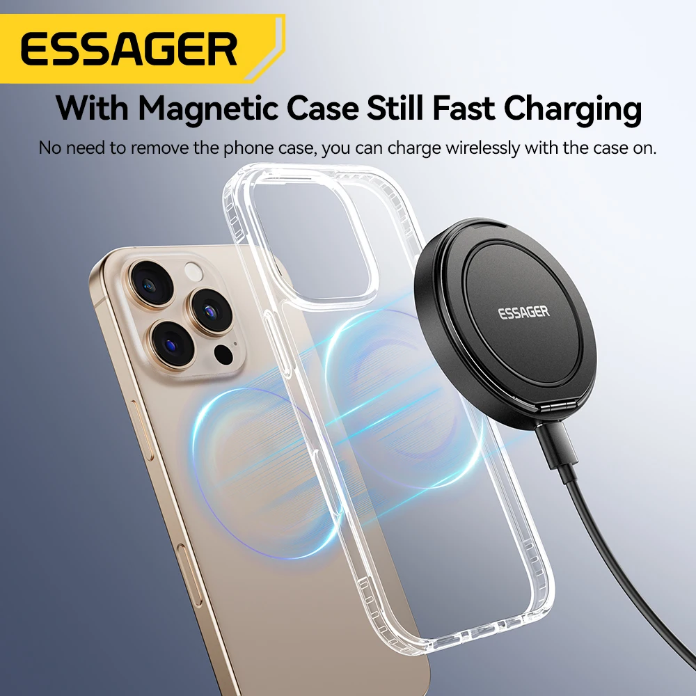 magnetic wireless charger with holder 15w fast charging for iphone airpods and smart devices - الصورة 6