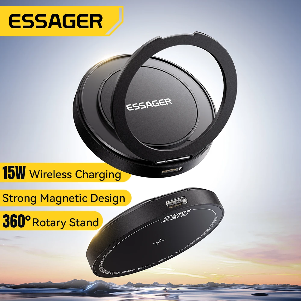 magnetic wireless charger with holder 15w fast charging for iphone airpods and smart devices - الصورة 3