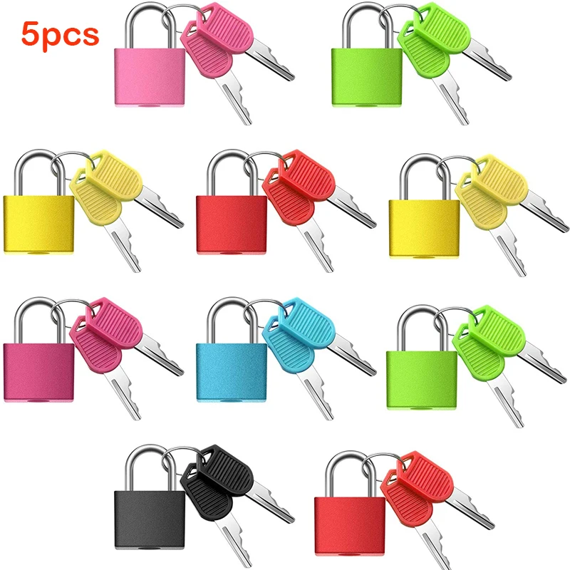 5pcs mini steel padlocks in vibrant colours perfect for luggage diaries and personal security