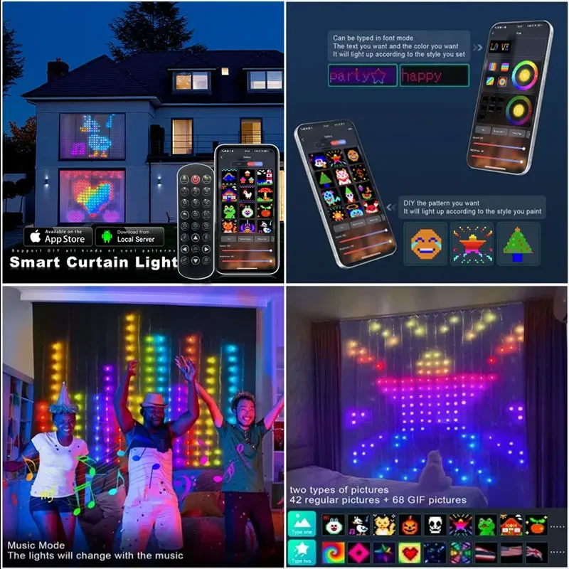 smart curtain lights 400 leds bluetooth app rgb fairy lights for window and bedroom decor - الصورة 5